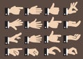 24 Businessman Hand Signs and Gestures Vector Icon Set