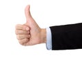Businessman hand with thumb up isolated on white with clipping path Royalty Free Stock Photo
