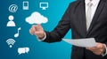 Businessman hand touch cloud computing concept Royalty Free Stock Photo