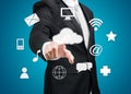 Businessman hand touch cloud computing concept Royalty Free Stock Photo