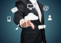 Businessman hand touch cloud computing concept Royalty Free Stock Photo