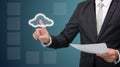 Businessman hand touch cloud computing concept Royalty Free Stock Photo