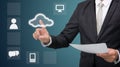 Businessman hand touch cloud computing concept Royalty Free Stock Photo