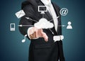 Businessman hand touch cloud computing concept Royalty Free Stock Photo