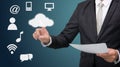 Businessman hand touch cloud computing concept Royalty Free Stock Photo