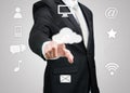 Businessman hand touch cloud computing concept Royalty Free Stock Photo