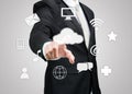 Businessman hand touch cloud computing concept Royalty Free Stock Photo