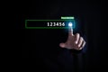 Businessman hand touch screen login username and easy password identity or sign up register of cyber security, internet access,