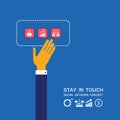 Businessman hand touching business icons Technology Social Network Communication concept