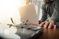 Businessman hand working with new modern computer Royalty Free Stock Photo