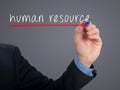 Businessman hand writing Human Resource in the air Royalty Free Stock Photo