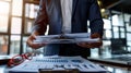 Businessman handing over documents.AI generated image Royalty Free Stock Photo