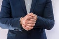 Businessman hands hold dollars prisoners in handcuffs Royalty Free Stock Photo