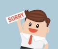 Businessman hands holding sorry sign vector.