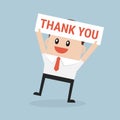 Businessman hands holding Thank you sign vector. Royalty Free Stock Photo