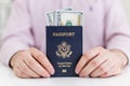 Businessman hands with passport Royalty Free Stock Photo