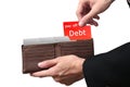 Businessman hands pulling red folder pay off DEBT concept on bro Royalty Free Stock Photo