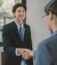 businessman hands shake after business office executives are interviewing job applicants