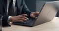 Businessman hands typing laptop keyboard Royalty Free Stock Photo