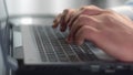 Businessman hands typing on laptop, pressing buttons on keyboard, internet Royalty Free Stock Photo