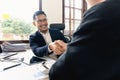 Businessman handshake for teamwork of business merger and acquisition,successful negotiate, two businessman shake hand Royalty Free Stock Photo