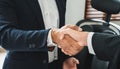 Businessman handshake for teamwork of business merger and acquisition,successful negotiate, two businessman shake hand Royalty Free Stock Photo