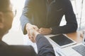 businessman handshaking after meeting in office - teamwork, coop Royalty Free Stock Photo