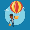 Businessman hanging on balloon vector illustration