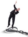 Businessman hanging on rope Royalty Free Stock Photo