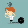 Businessman has a problem with tax black chain and weight vector Royalty Free Stock Photo