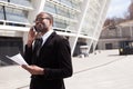 Businessman have phone conversation