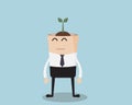 Businessman have plant in his head