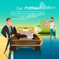 Businessman Having Car Problem and Man Can Help