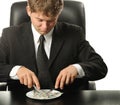 The businessman having dinner dollars Royalty Free Stock Photo