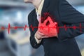 Businessman having heart attack,insurance concept Royalty Free Stock Photo
