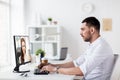 Businessman having video call on pc at office Royalty Free Stock Photo