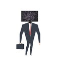 Businessman head TV. Broken television. Glych effect. Vector ill