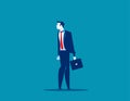 Businessman heading in opposite direction to bottom half. Concept business vector illustration