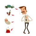 Businessman heart risk man heart attack stress infarct vector illustration smoking drinking alcohol harmful depression