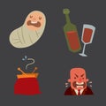 Businessman heart risk man heart attack stress infarct vector illustration smoking drinking alcohol harmful depression