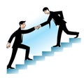 Businessman helping to go up