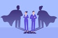 Businessman hero concept. Young business people standing confidently with superhero shadow. Leadership super hero in business. Royalty Free Stock Photo