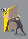 Businessman Hiding From Debt Collector Vector Illustration