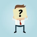 Businessman hiding his face behind a question mark note Royalty Free Stock Photo