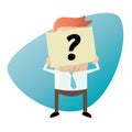 Businessman hiding his face behind a question mark note Royalty Free Stock Photo