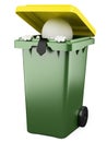 Businessman hiding in a trash bin Royalty Free Stock Photo