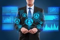 Businessman on hightech concept Royalty Free Stock Photo