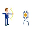 Businessman Hits Target With Bow Illustration