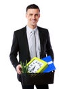 Businessman hold box with personal belonging Royalty Free Stock Photo