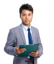 Businessman hold clipboard